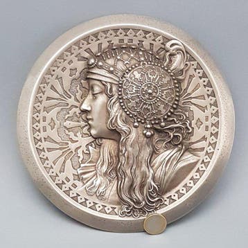 Mucha - Wandbord - Metaal - Byzantijnze vrouw.