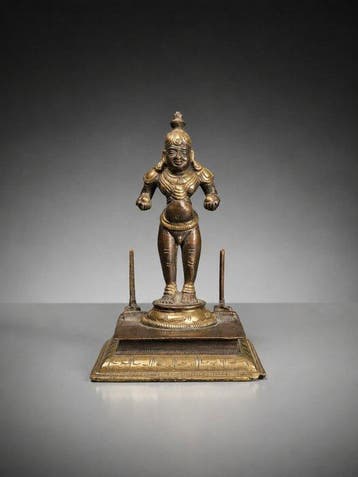 Beeld, Navaneeta Krishna - Mid 20th c. - 13 cm - Brons,