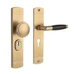 Retro buitendeurbeslag knop/klink PC55 in messing getromm..., Bricolage & Construction, Ophalen of Verzenden, Klink of Kruk