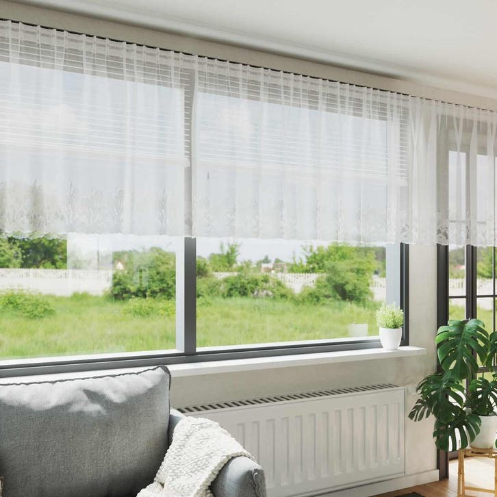 vidaXL Lacegordijn met gordijnen Wit 900 x 100 cm Polyester, Huis en Inrichting, Stoffering | Gordijnen en Lamellen, Nieuw, Verzenden