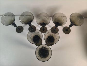 Wijnglas (8) - Glas - Vintage jaren zeventig, Antiek en Kunst