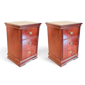 Bijzettafel (2) - Lodewijk XVI - Hout, Messing - Ladekasten