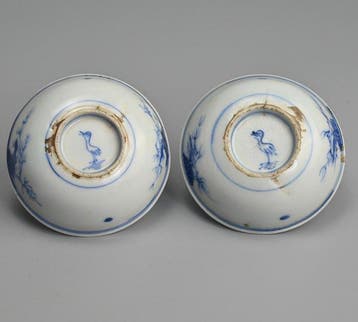 Schotel (2) - rare Chinese Egret marked Kraak porcelain pair