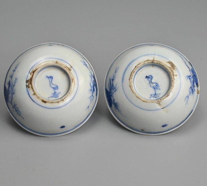 Schotel (2) - rare Chinese Egret marked Kraak porcelain pair, Antiek en Kunst, Antiek | Overige Antiek