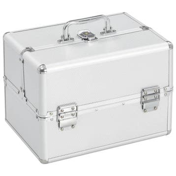 vidaXL Make-up koffer 22x30x21 cm aluminium zilverkleurig, Handtassen en Accessoires, Verzenden, Nieuw