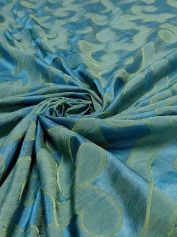 Luxury Italian Fabric – Jacquard Misto Seta Turchese Laguna