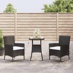 vidaXL 3-delige Bistroset met kussens poly rattan zwart, Verzenden, Nieuw