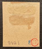 België 1884/1891 - Leopold II - Proefdruk : 1fr Zwart op, Gestempeld