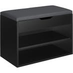 tectake Schoenenkast Jasmina met zitkussen 60x30x43,5cm - zw, Verzenden, Nieuw