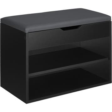 tectake Schoenenkast Jasmina met zitkussen 60x30x43,5cm - zw, Huis en Inrichting, Verzenden, Nieuw