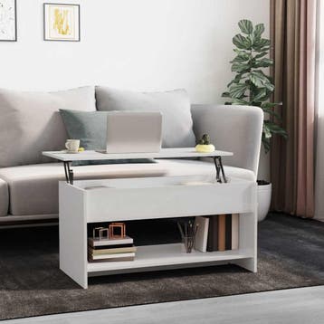 vidaXL Salontafel 102x50x52,5 cm bewerkt hout hoogglans wit, Verzenden, Nieuw