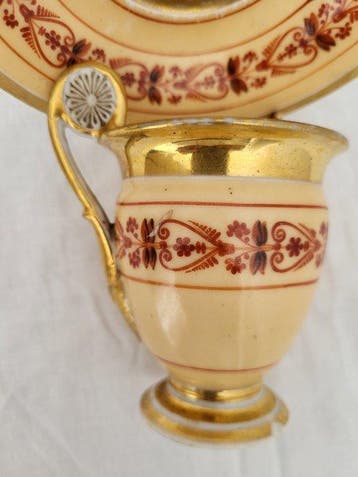 Porcelaine de Paris - Tasse et soucoupe - somptueuse grande, Antiquités & Art