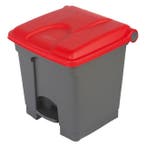 Pedaalemmer | Kunststof (Grijs/Rood) | 30L | Klapdeksel |, Verzenden, Nieuw in verpakking