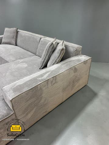 Belfast hoekzetel grijs in fluweel, hoek R – overstock, Verzenden