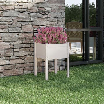 vidaXL Plantenbak 50x50x70 cm massief grenenhout wit, Verzenden