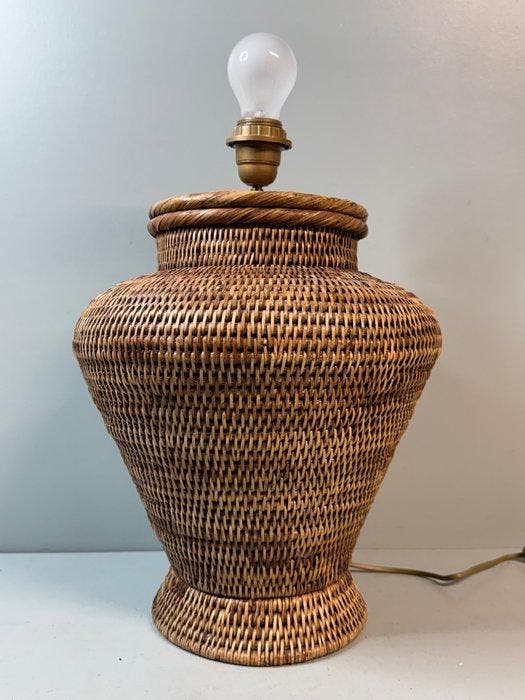 Lamp - prachtige vintage rotan xl tafellamp (Birma Riet) -, Antiek en Kunst, Curiosa en Brocante