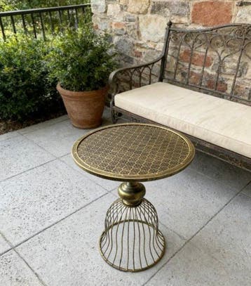 Hand painted brass color iron table - Table basse - Fer, Fer