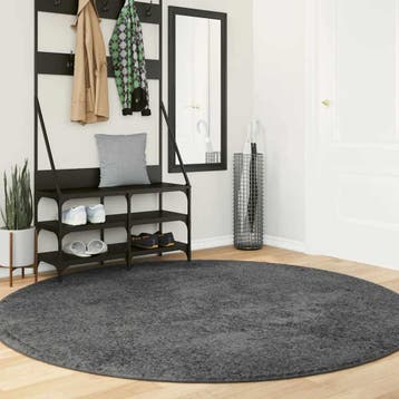 vidaXL Vloerkleed OVIEDO laagpolig Ø 200 cm antracietkleurig, Verzenden