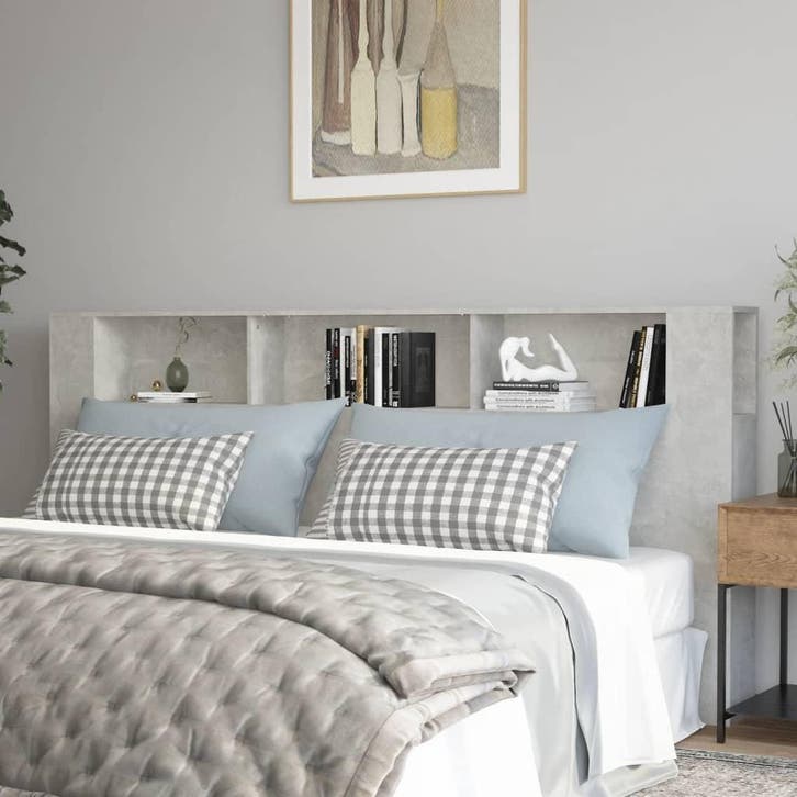 vidaXL Hoofdbordkast 220x18,5x104,5 cm betongrijs, Huis en Inrichting, Slaapkamer | Bedden, Nieuw, Verzenden