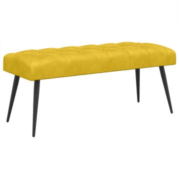 vidaXL Bank met knopen tufting Geel 110 x 40 x 46 cm Fluweel, Verzenden, Nieuw
