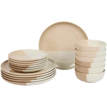 Azur serviesset met gespikkeld design - beige/roze -, Verzenden, Nieuw
