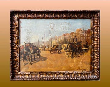 Toon van Ooijen (1885-1954) - Paardenmarkt in Rotterdam ca., Antiek en Kunst