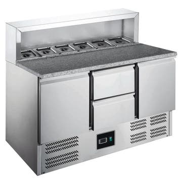 Pizzawerkbank | 402L | 2 Deuren + 2 Laden (1/1 GN) | Boven, Verzenden, Nieuw in verpakking