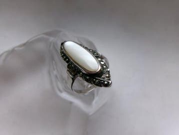 Argent, Nacre et marcasites - Bague - Style Art déco