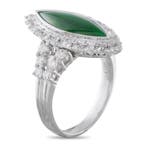 Bague Bague en platine de 0,75 ct avec diamant et jade,