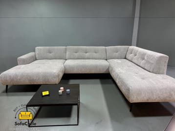 Cardiff U-zetel grijs in bouclé – overstock, Maison & Meubles, Verzenden