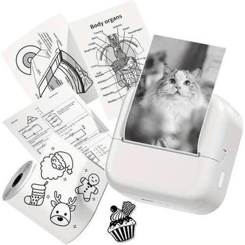 Mini fotoprinter zwartwit labelprinter labelmaker wit zwart, Nieuw