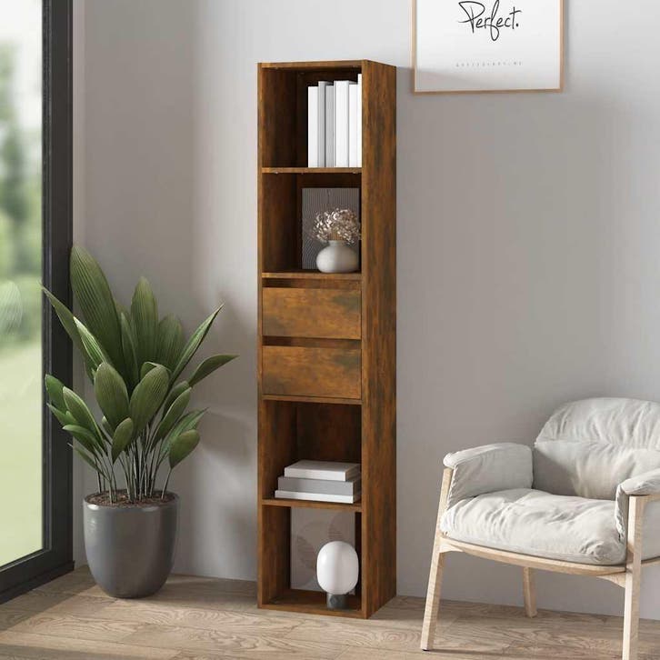 vidaXL Boekenkast 36x30x171 cm bewerkt hout gerookt, Huis en Inrichting, Kasten | Boekenkasten, Nieuw, Verzenden