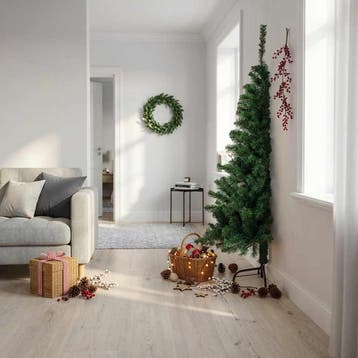 vidaXL Kunstkerstboom met standaard half 180 cm PVC groen, Verzenden