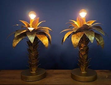 Lampe - métal doré - palmier style jansen