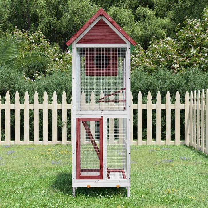 vidaXL Volière 60x58,5x160 cm massief grenenhout, Dieren en Toebehoren, Vogels | Toebehoren, Nieuw, Verzenden