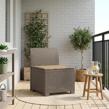 vidaXL Eén-zits Tuin Sofa met Kussen Rieten Look PP, Tuin en Terras, Verzenden, Nieuw