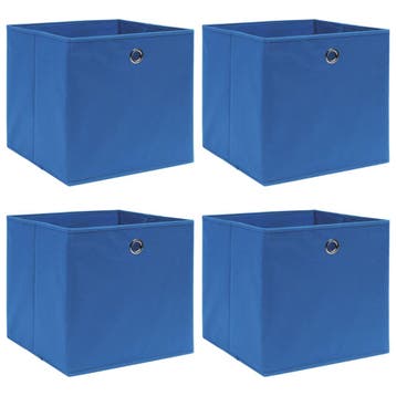 vidaXL Opbergboxen 4 st 32x32x32 cm stof blauw, Verzenden