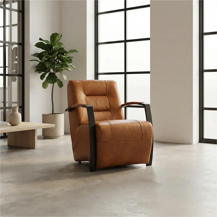 Leren fauteuil Magnificent, Huis en Inrichting, Fauteuils, 50 tot 75 cm, 75 tot 100 cm, Nieuw, Leer, Ophalen of Verzenden