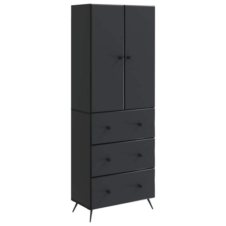 vidaXL Kast Set 2 pcs Zwart 66 x 34,5 x 90 cm Bewerkt hout, Huis en Inrichting, Kasten | Overige, Nieuw, Verzenden
