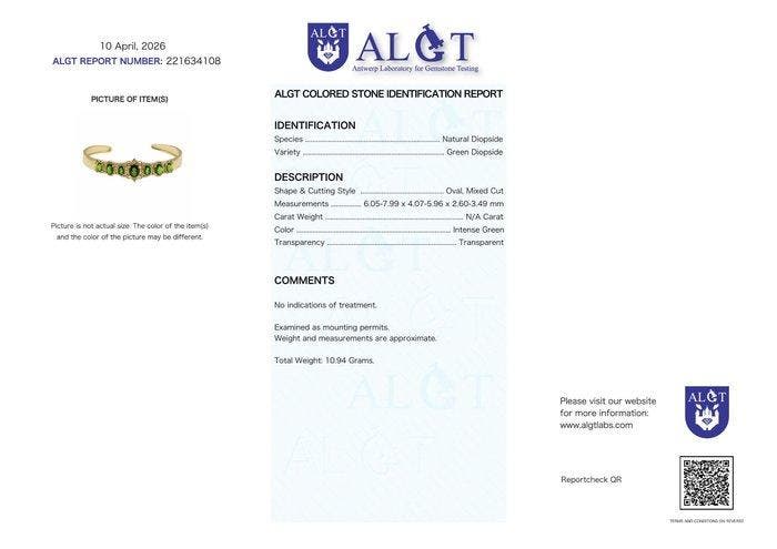 Sans prix de réserve - Bracelet Argent - Diopside - Certifié, Bijoux, Sacs & Beauté, Bijoux anciens