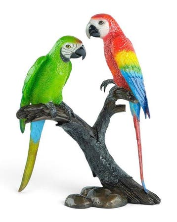 sculptuur, Parrots on a Branch - 50 cm - Brons