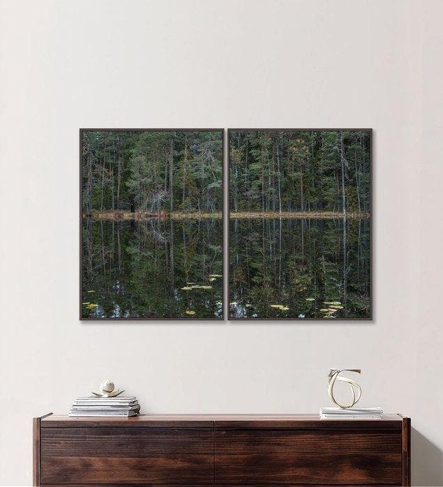 Bernhard Lang - Deep_Mirroring_Forest_011, Diptych, Antiquités & Art, Art | Objets design