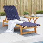 vidaXL Ligbed met tafel massief acaciahout en stof, Tuin en Terras, Verzenden, Nieuw