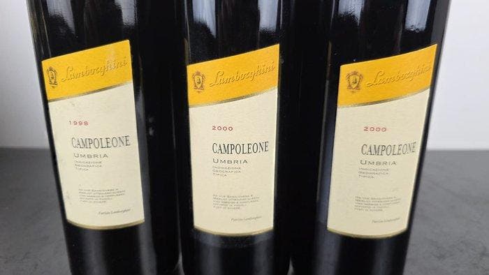 2000 x2 & 1998 Lamborghini, Campoleone - Umbrië - 3 Flessen, Verzamelen, Wijnen
