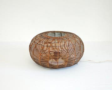 Tafellamp - Rattan, Metaal - Productie Italië jaren zeventig