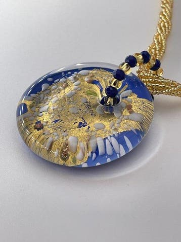 24 carats - verre de Murano, Or jaune - Collier avec, Antiek en Kunst