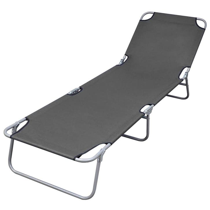 vidaXL Ligbed inklapbaar met verstelbare rugleuning grijs, Tuin en Terras, Ligbedden, Nieuw, Verzenden