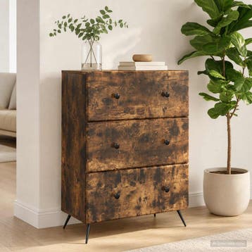 vidaXL Ladekast 66 x 34,5 x 90 cm Bewerkt hout Gerookt eiken, Verzenden