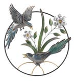 Wanddecoratie rond 2 vogels met bloem, Verzenden, Nieuw