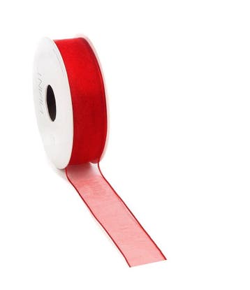 Lint Vivant Organza met draad 20 Rood 25 mm per meter, Nieuw